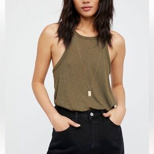 Free people army green Long Beach tank L